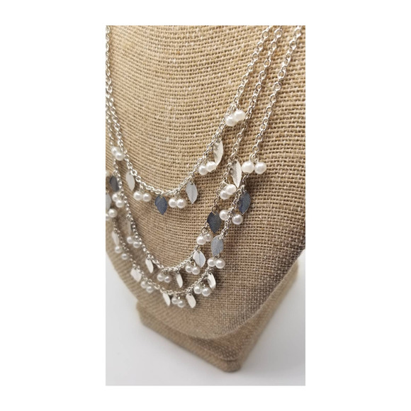 Premier Designs Multi Layer Silver Plated Necklace - Picture 3 of 8